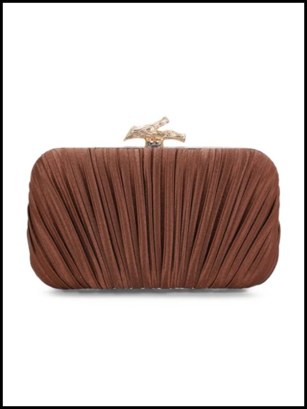Pleated Satin Evening Clutch Bag with Chain for Wedding Party